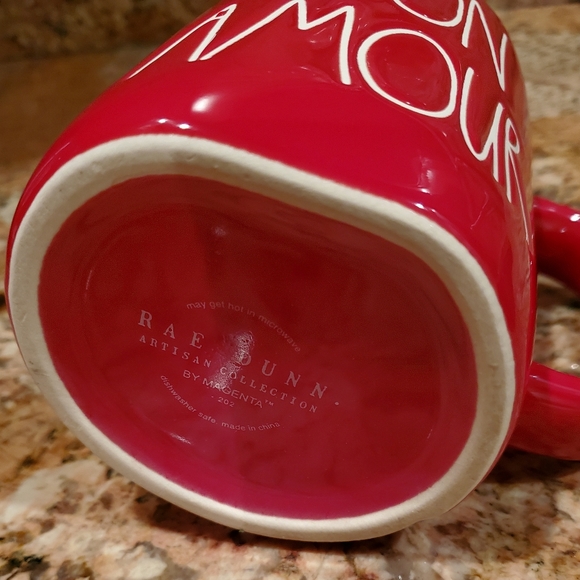 RAE DUNN "Mon Amour" Valentine's Day Red Ceramic Coffee Mug ~ New - Picture 4 of 5